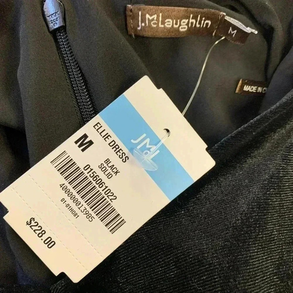 J. McLaughlin Size M Black Velour 3/4 Sleeve Ellie Sheath Dress NEW! - Picture 4 of 5